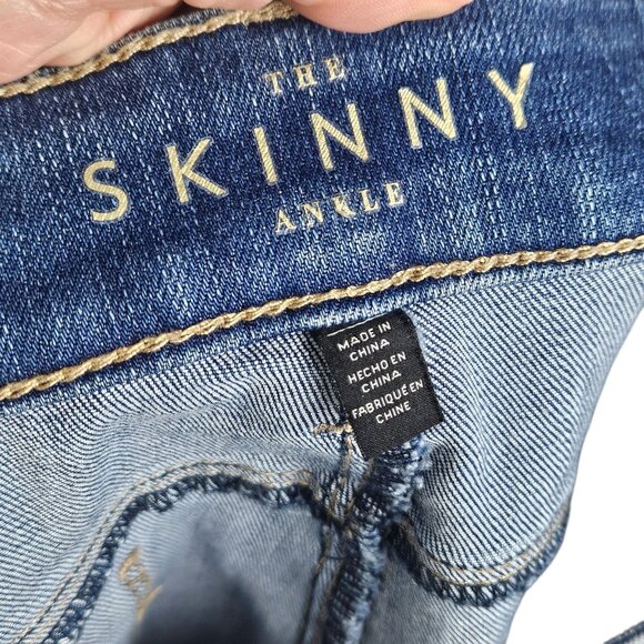 White House Black Market Jeans The Skinny Ankle Embellished Mid Rise Blue Size 6 - Picture 9 of 11